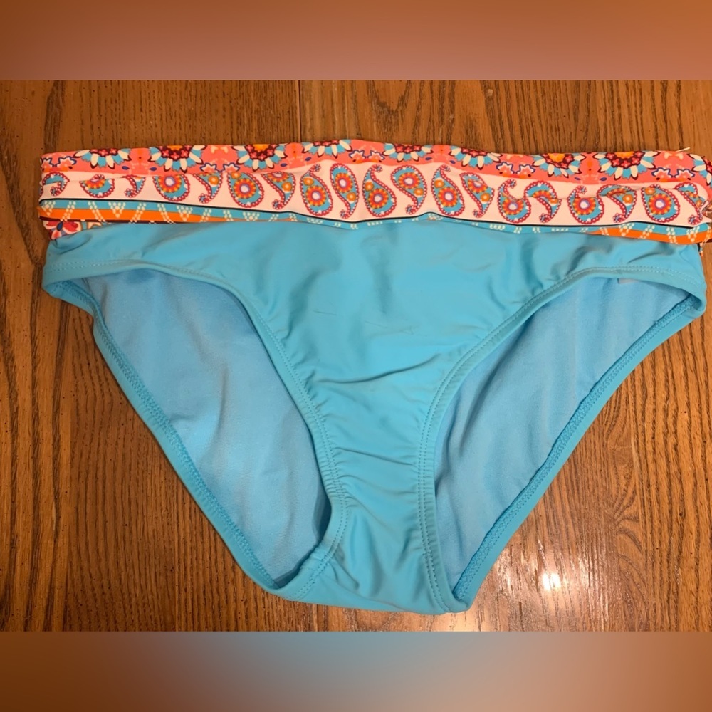 NWOT Into the Bleu by Amerex Fold-Over Bikini Bottoms with Side/Back Ruching